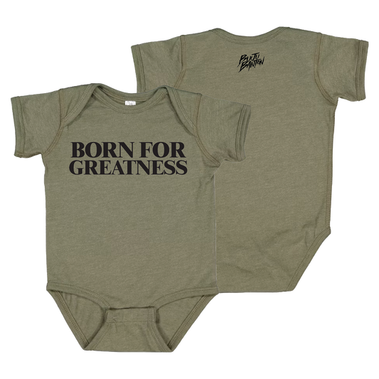 Born For Greatness Vintage Military Green Onesie