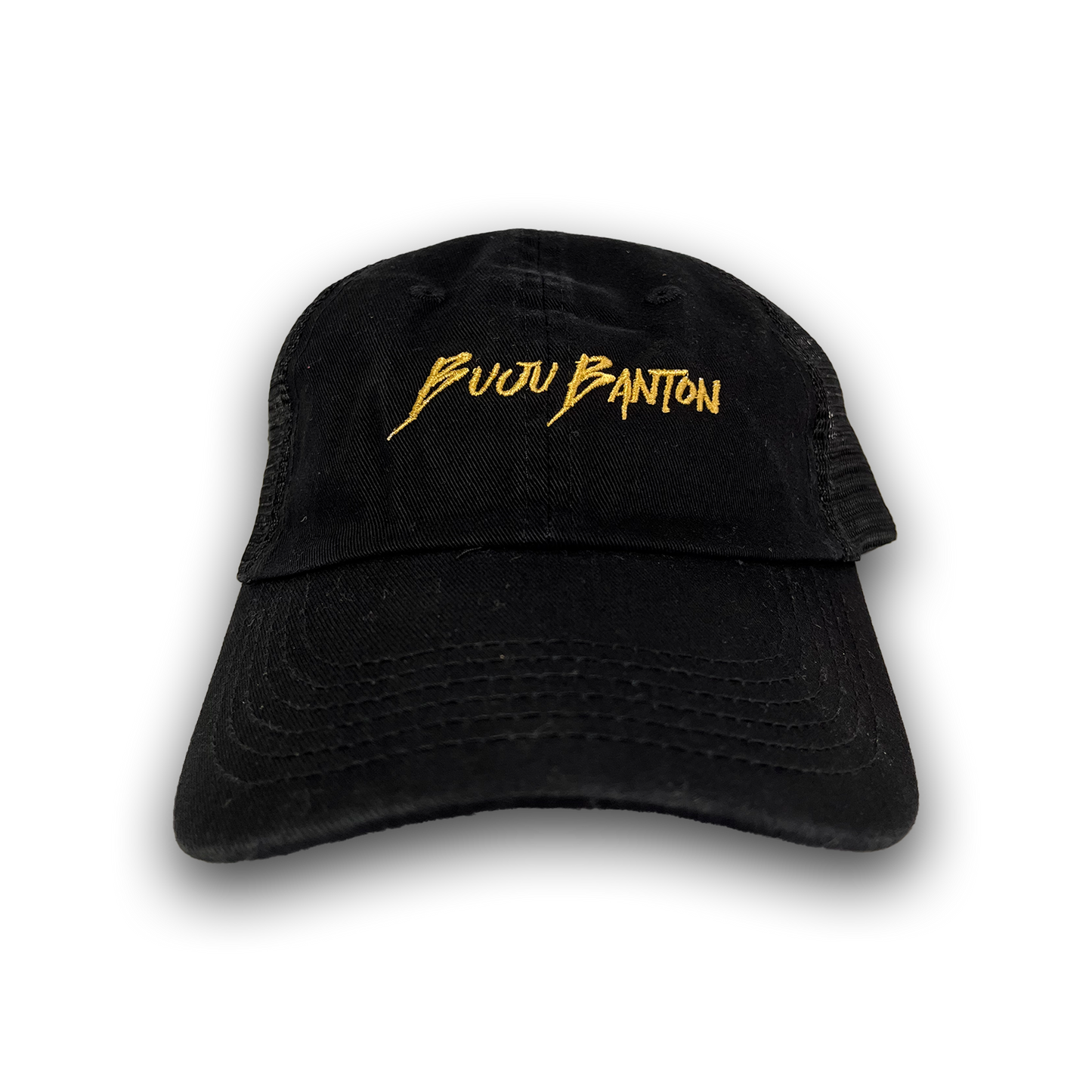 Black Trucker Hat w/ Gold Logo